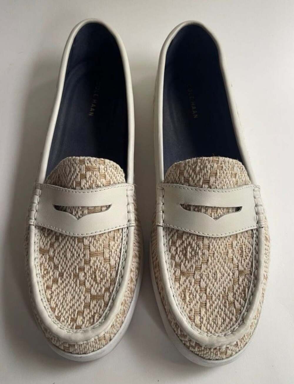 Cole Haan Nantucket Loafer Raffia Cream Tan 11B